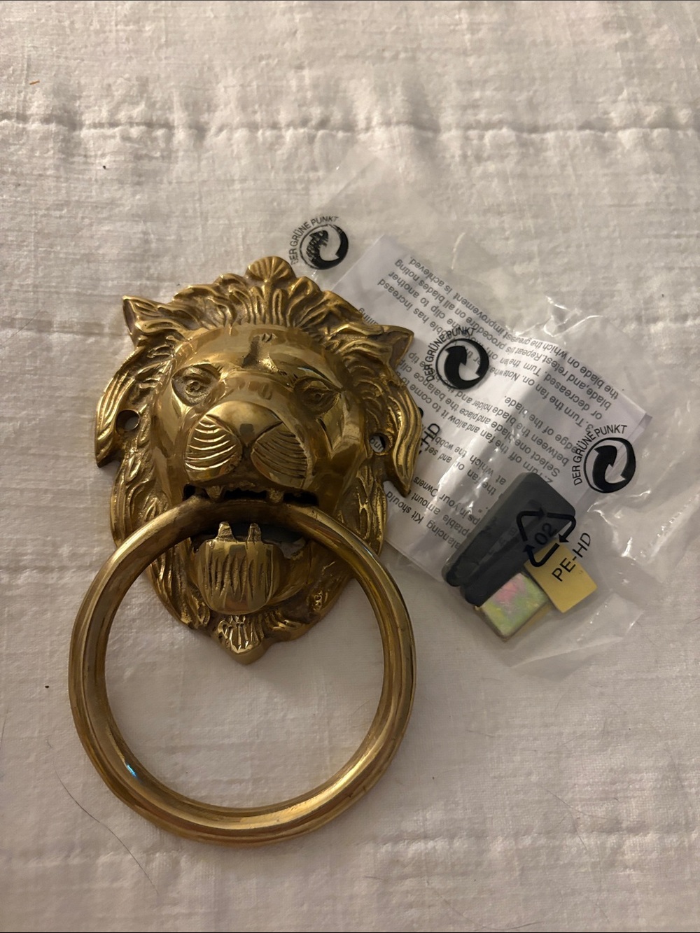 Brass Lion Head Door Knocker with Ring